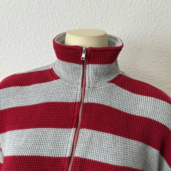 Jones New York Sport red and white striped quarter-zip sweater. - Picture 2 of 11